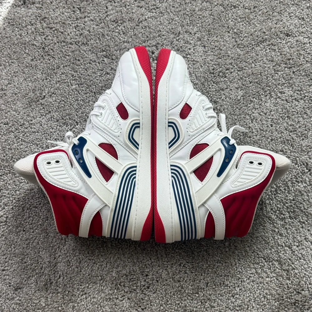 Gucci White and Red High-Top Sneakers